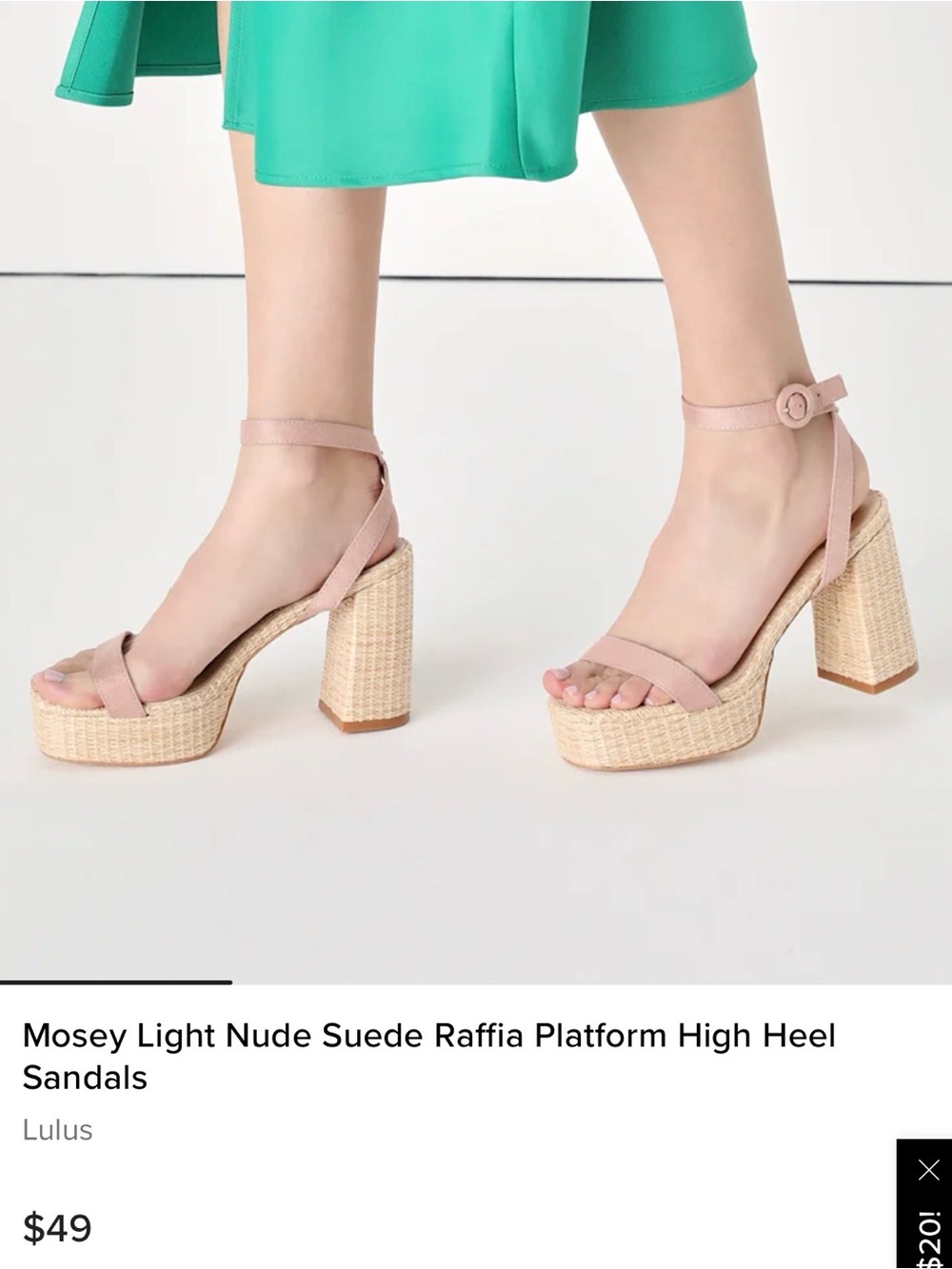 Lulu's Blush Platform Espadrille Heel Sandals